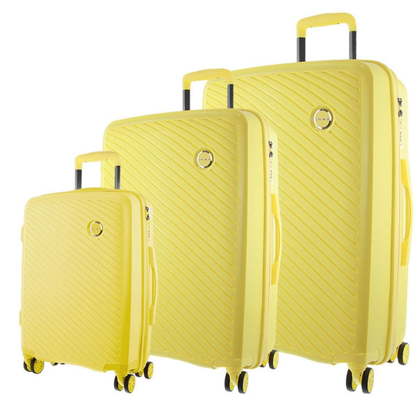 Pierre Cardin Hard Shell 4 Wheel - 3-Piece Luggage Set - Yellow