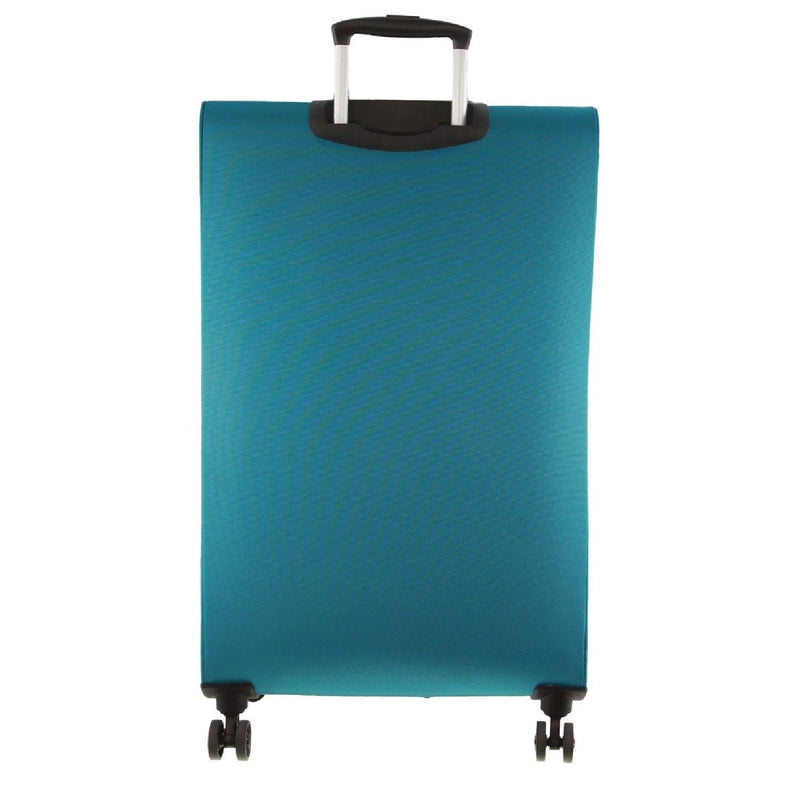 Pierre Cardin Soft Shell 4 Wheel Suitcase - Large - Turquoise/Red - Expandable