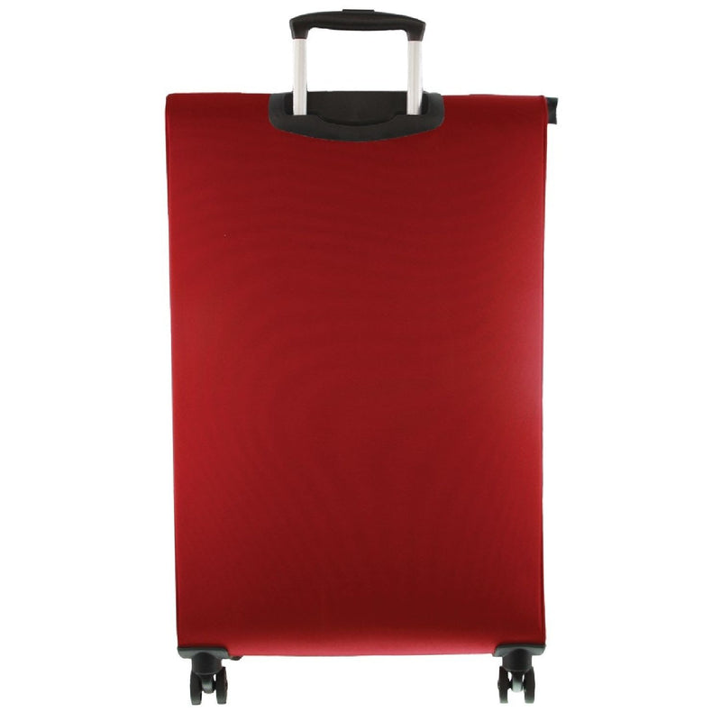 Pierre Cardin Soft Shell 4 Wheel Suitcase - Large - Red/Turquoise - Expandable