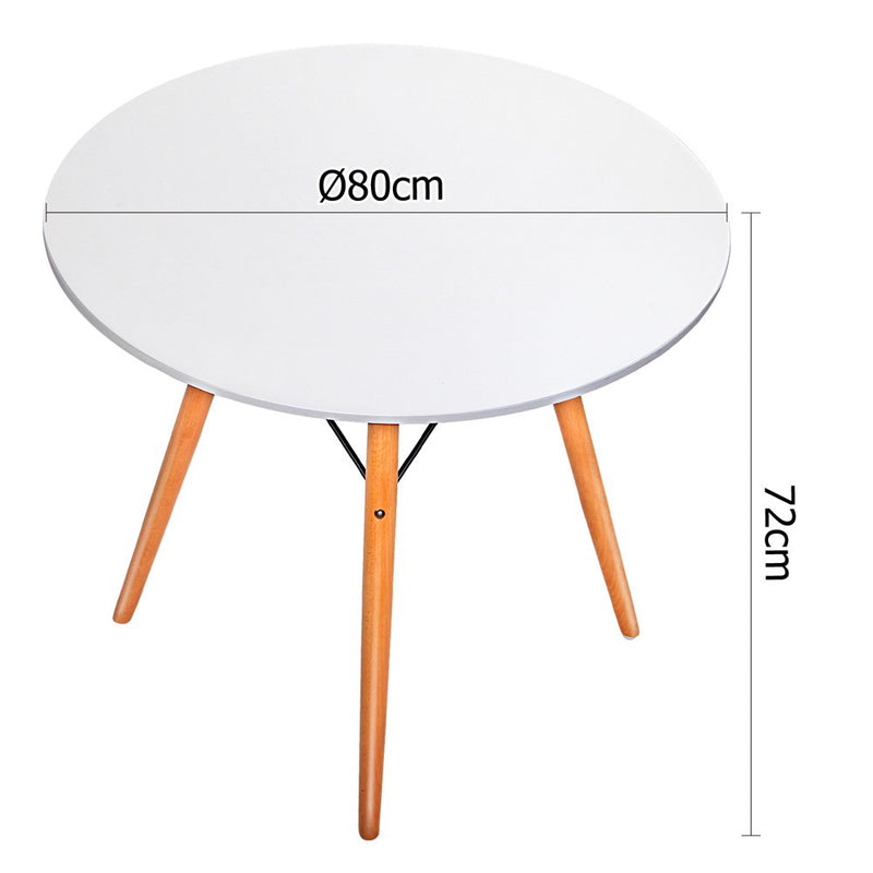 Dining Table Round Replica DSW Eiffel Cafe Kitchen Wood White 80cm