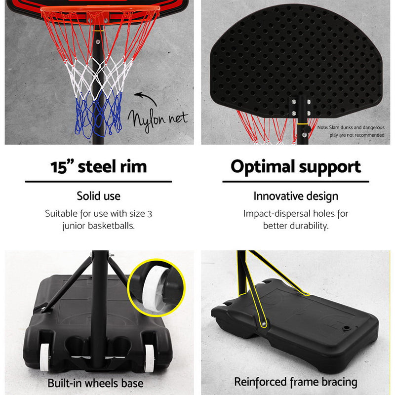 2.1M Adjustable Portable Basketball Rim Black