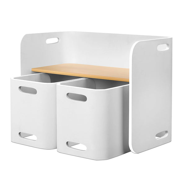 3 PC Nordic Kids Table Chair Set White Desk Activity Compact Children