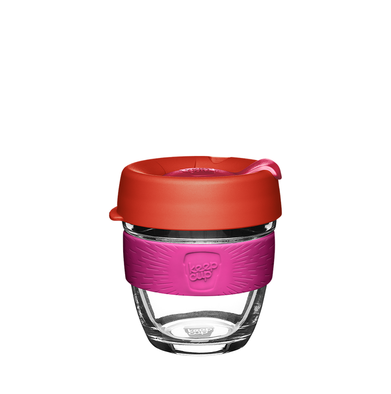 Brew Glass Coffee Cup Small Red/Orange/Pink 227ml/8oz - Daybreak - KeepCup