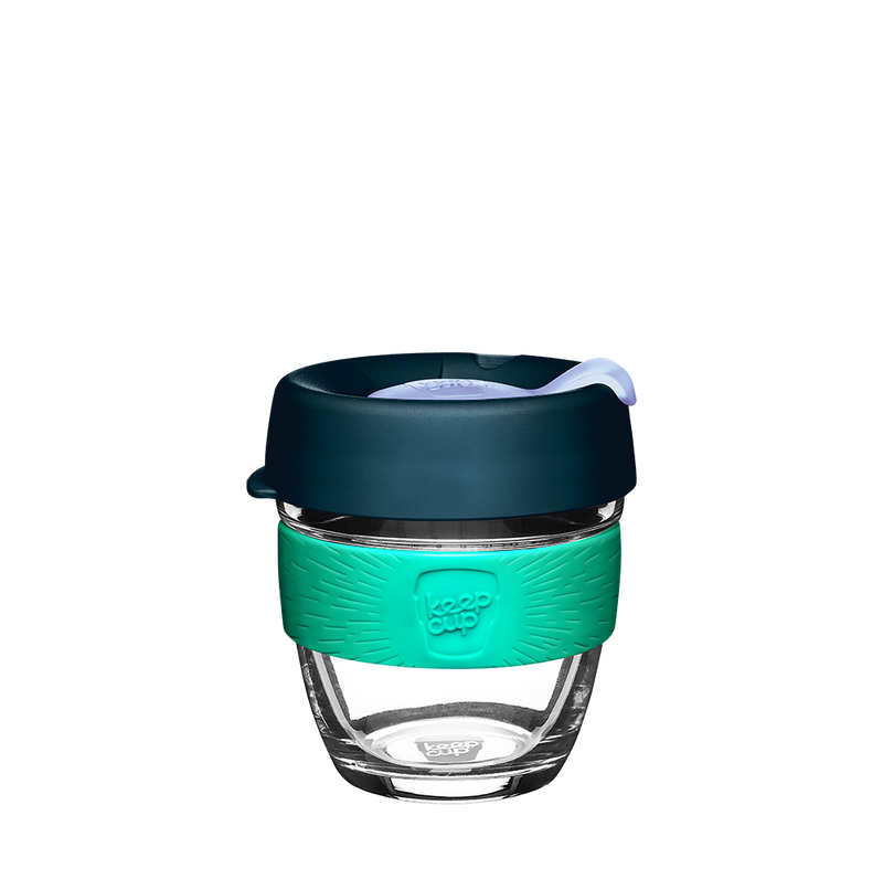 Brew Glass Coffee Cup Small Green/Navy 227ml/8oz - Eventide - KeepCup