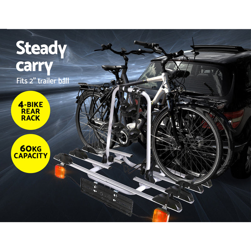 Bike Carrier Rack w/ Tow Ball Car Mount - Black & Silver