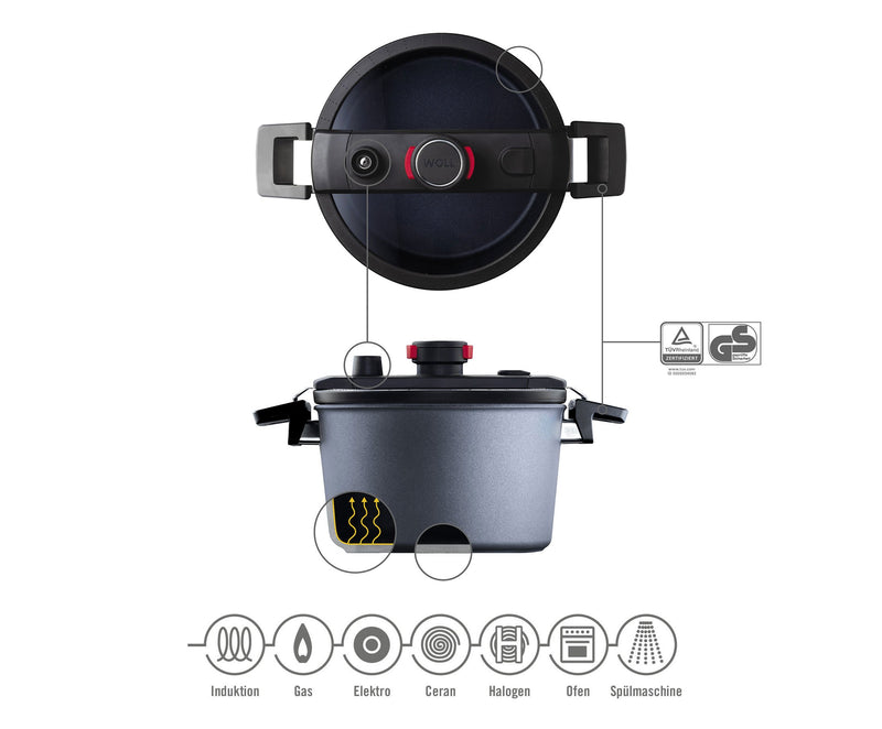 Woll Diamond Active Lite Fixed Handle Induction Low Pressure Pot With Lid 24cm/5L