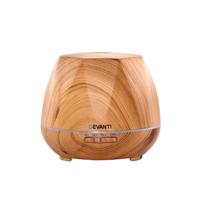 Ultrasonic Aroma Aromatherapy Diffuser Oil Electric LED Air Humidifier 400ml Light Wood
