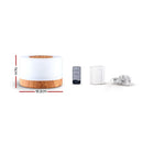 Aroma Diffuser Aromatherapy LED Night Light Air Humidifier Purifier Round Light Wood Grain 500ml Remote Control