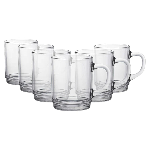 Duralex Versailles Clear Mugs - 260ml - Set of 6 (Made in France)