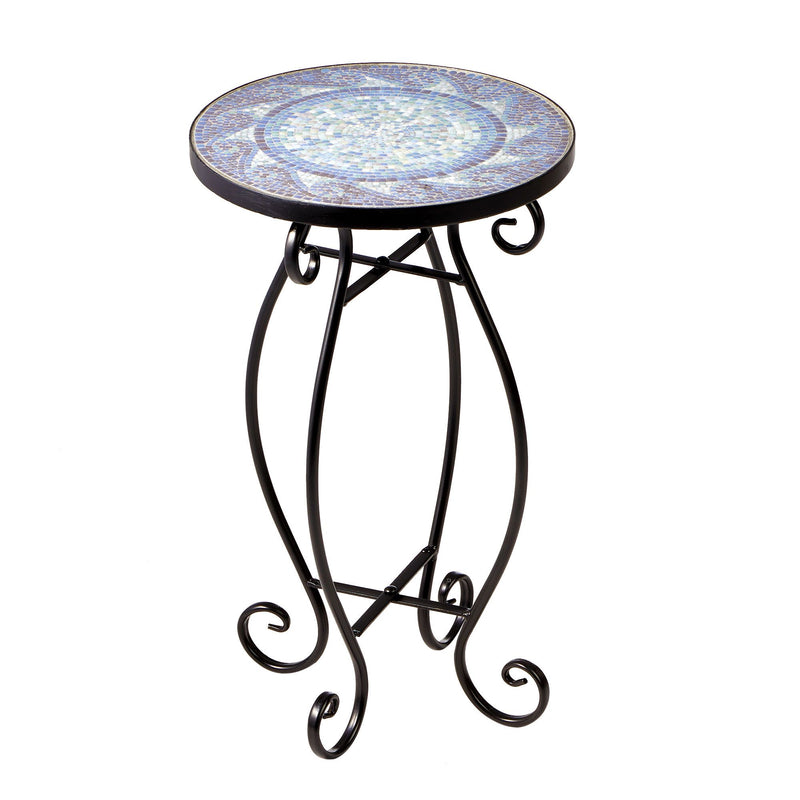Mosaic Outdoor Side Table - Blue/Black - 50x30cm