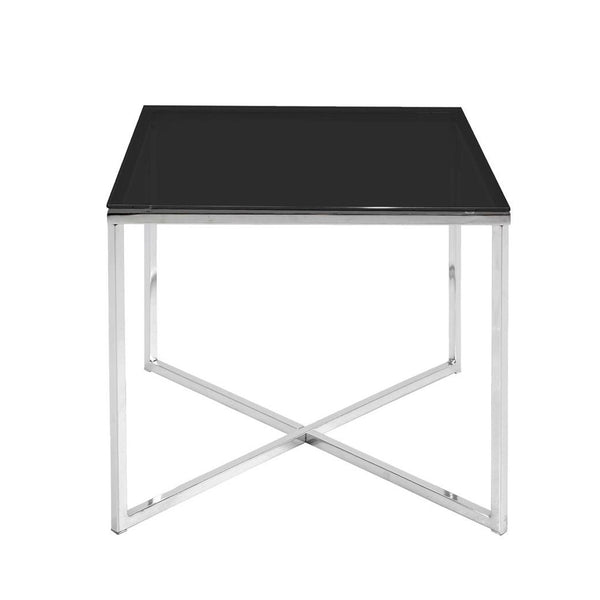 Square Glass Side Table 45x50cm - Black