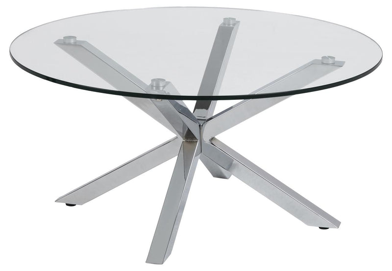 Glass Coffee Table With Chrome Legs - 40x82cm