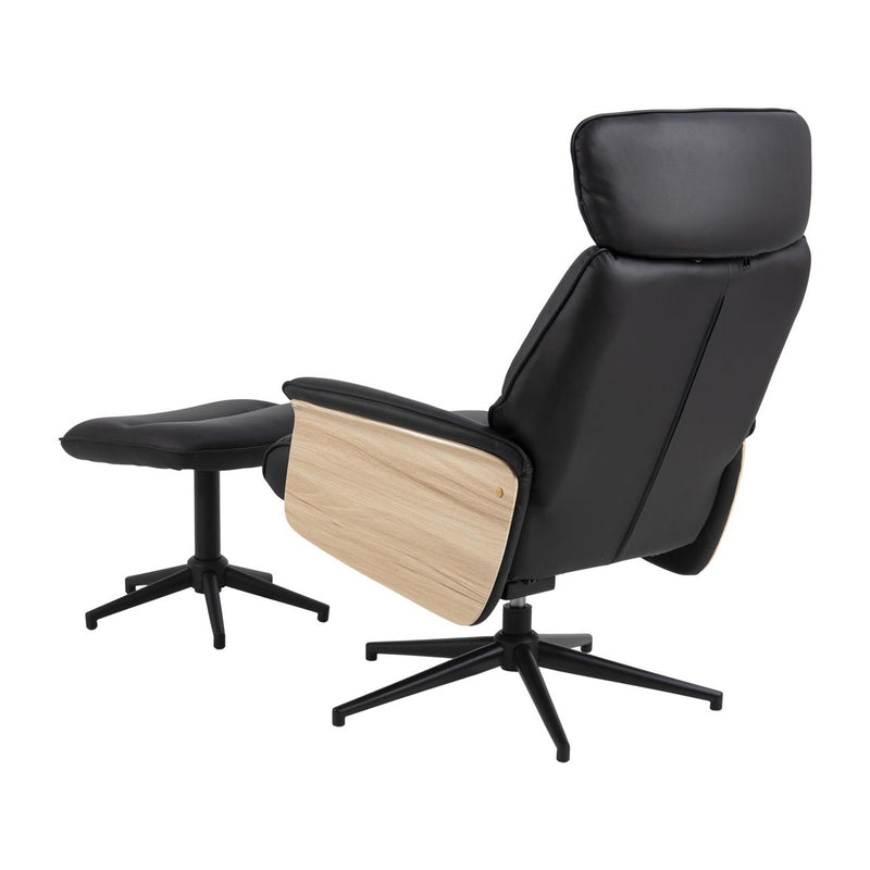 Accent Reclining Chair With Foot Stool - Black