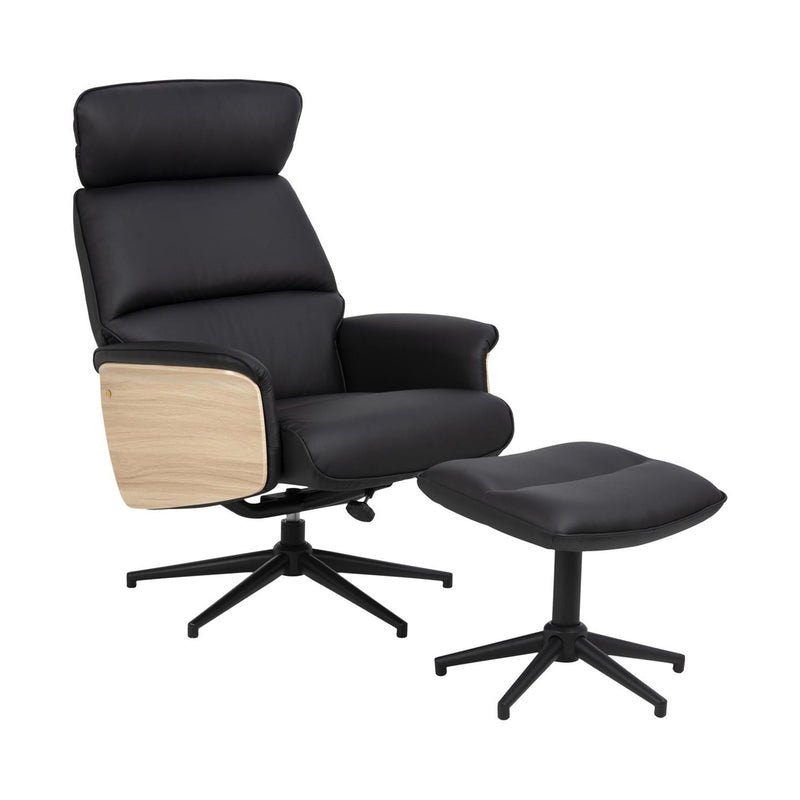 Accent Reclining Chair With Foot Stool - Black