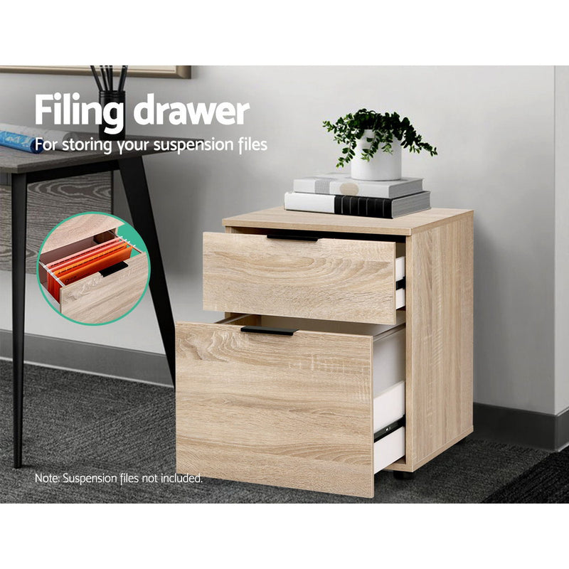 2 Drawer Filing Cabinet Office Shelves Storage w/ Drawers Cupboard Wood File Home