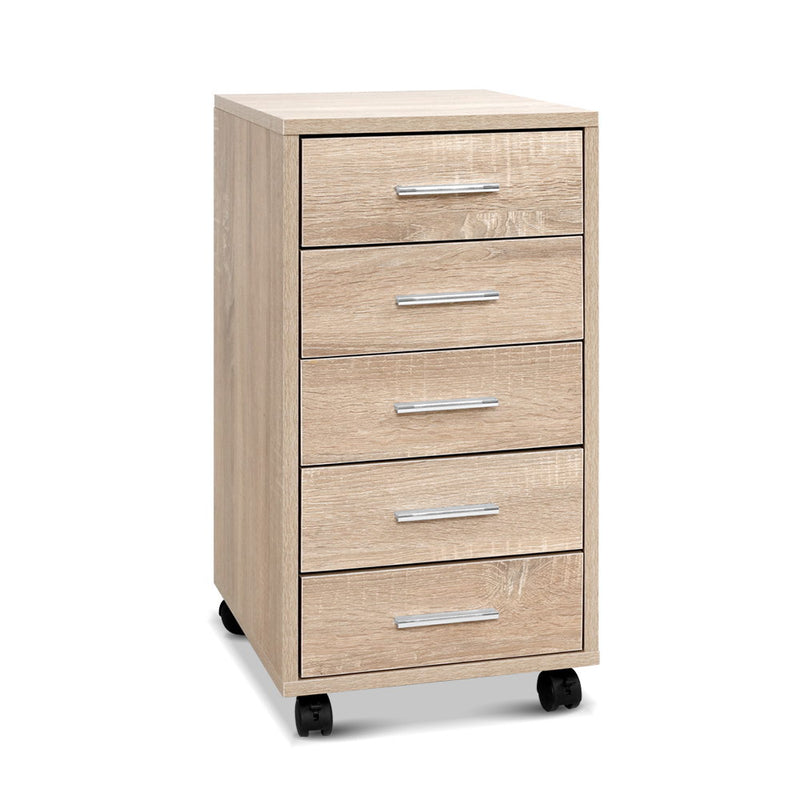 5 Drawer Filing Cabinet Storage w/ Drawers Wood Study Office School File Cupboard