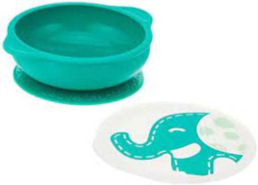 Marcus & Marcus Suction Bowl With Lid - Ollie The Elephant - Green