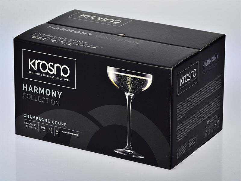 Krosno Harmony Coupe Champagne Glasses 240ml 6pc (Made in Poland)
