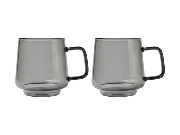 Maxwell & Williams Blend Sala Glass Mug 400ML Set of 2 Charcoal