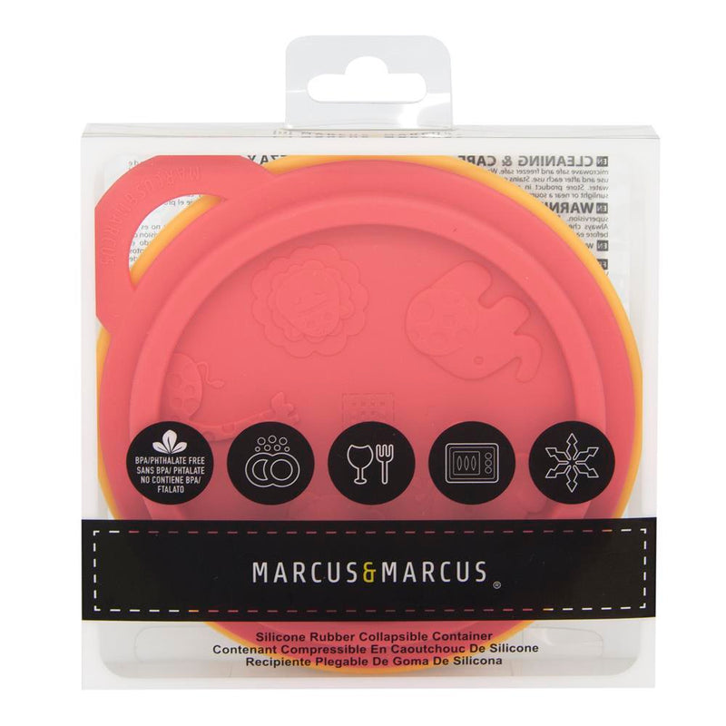Marcus & Marcus Collapsible Travel Bowl With Lid - Marcus The Lion Cub - Red