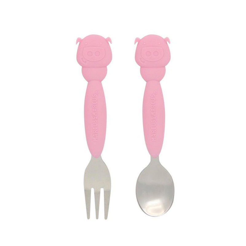 Marcus & Marcus Fork & Spoon Cutlery Set - Pokey The Piglet - Pink