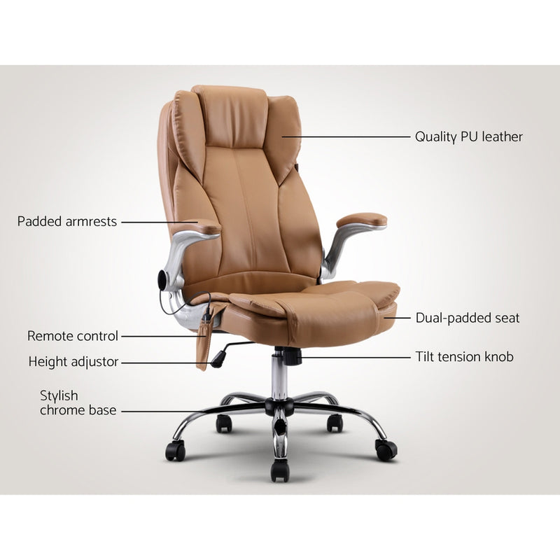 Massage Office Chair Gaming Chair Computer Desk Chair 8 Point Vibration Espresso