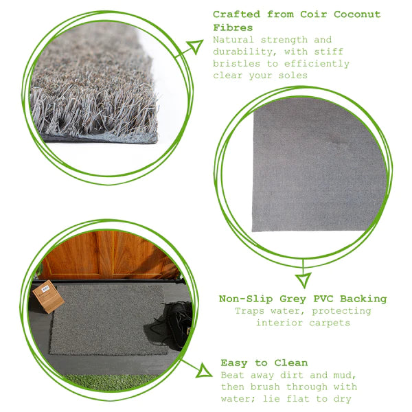 Nicola Spring Coir Door Mat - Grey - 60x40cm