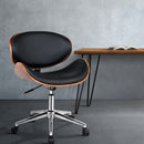 Wooden & PU Leather Office Desk Chair - Black