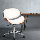 Wooden & PU Leather Office Desk Chair - White