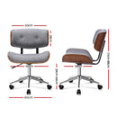 Executive Wooden Office Chair Fabric Computer Chairs Bentwood Seat Grey
