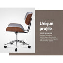 Executive Wooden Office Chair Fabric Computer Chairs Bentwood Seat Grey