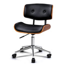 Wooden & PU Leather Office Desk Chair - Black