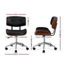 Wooden & PU Leather Office Desk Chair - Black