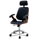 Wooden Office Chair Computer Gaming Chairs Executive Leather Black