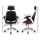 Wooden Office Chair Computer Gaming Chairs Executive Leather Black