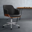 Wooden Office Chair Computer PU Leather Desk Chairs Executive Black Wood