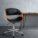 Wooden & PU Leather Office Desk Chair - Black