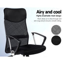 PU w/ Leather Mesh High Back Office Chair - Black