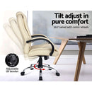 PU Leather Office Desk Computer Chair - Beige