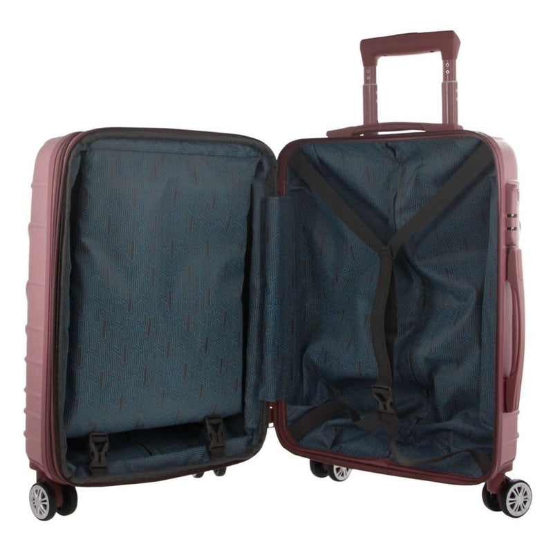 Pierre Cardin Hard Shell 4 Wheel Suitcase - Cabin - Rose - With Hidden Compartment
