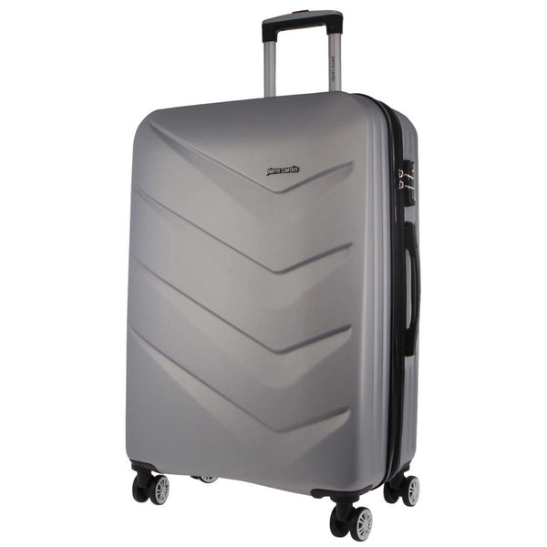 Pierre Cardin Hard Shell 4 Wheel Suitcase - Cabin - Silver - With Hidden Compartment