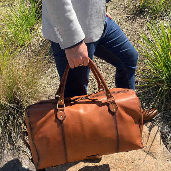 Pierre Cardin Cognac Leather Travel Bag - 56cm