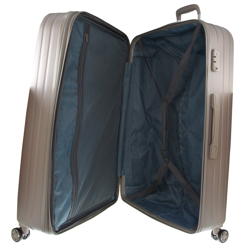 Pierre Cardin Hard Shell 4 Wheel Suitcase - Medium - Latte - Expandable - Lightweight