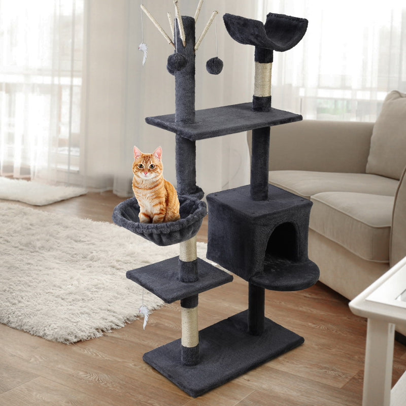 i.Pet Cat Tree 140cm Trees Scratching Post Tower Condo House Furniture Wood