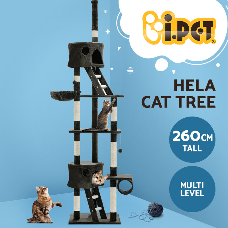 i.Pet Cat Tree 260cm Trees Scratching Post Tower Condo House Furniture Wood