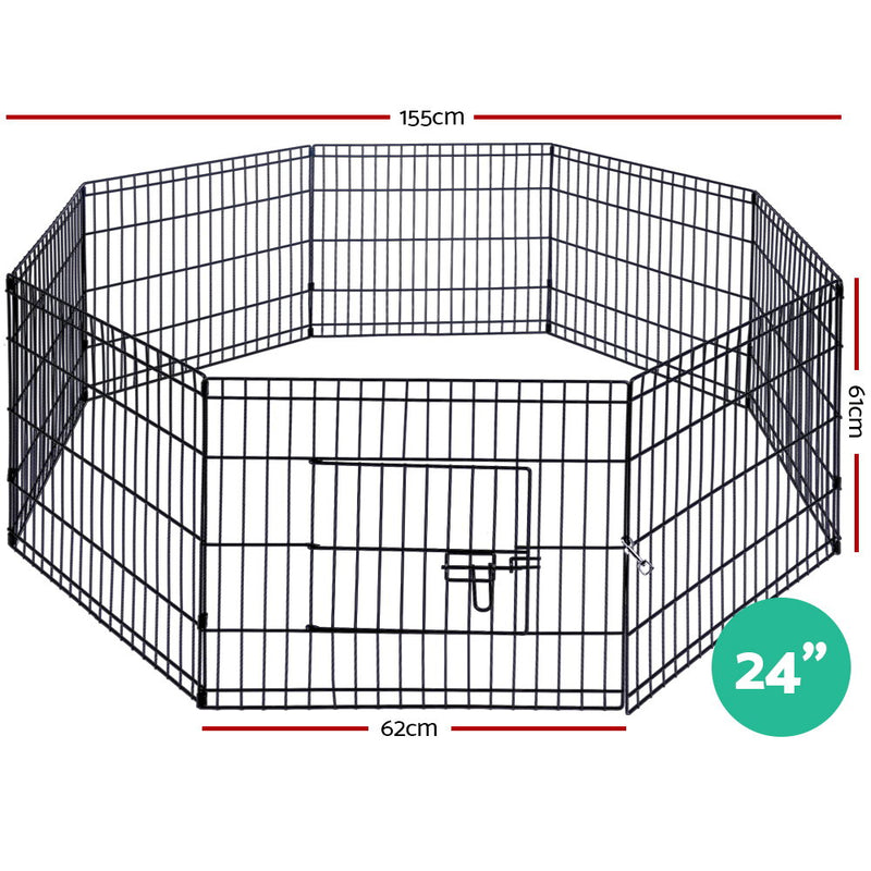 i.Pet 24" 8 Panel Pet Dog Puppy Exercise Cage Enclosure Play Pen Fence