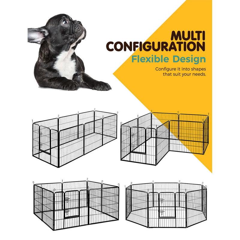 i.Pet 8 Panel Pet Dog  Puppy Exercise Cage Enclosure Fence Play Pen 80x80cm