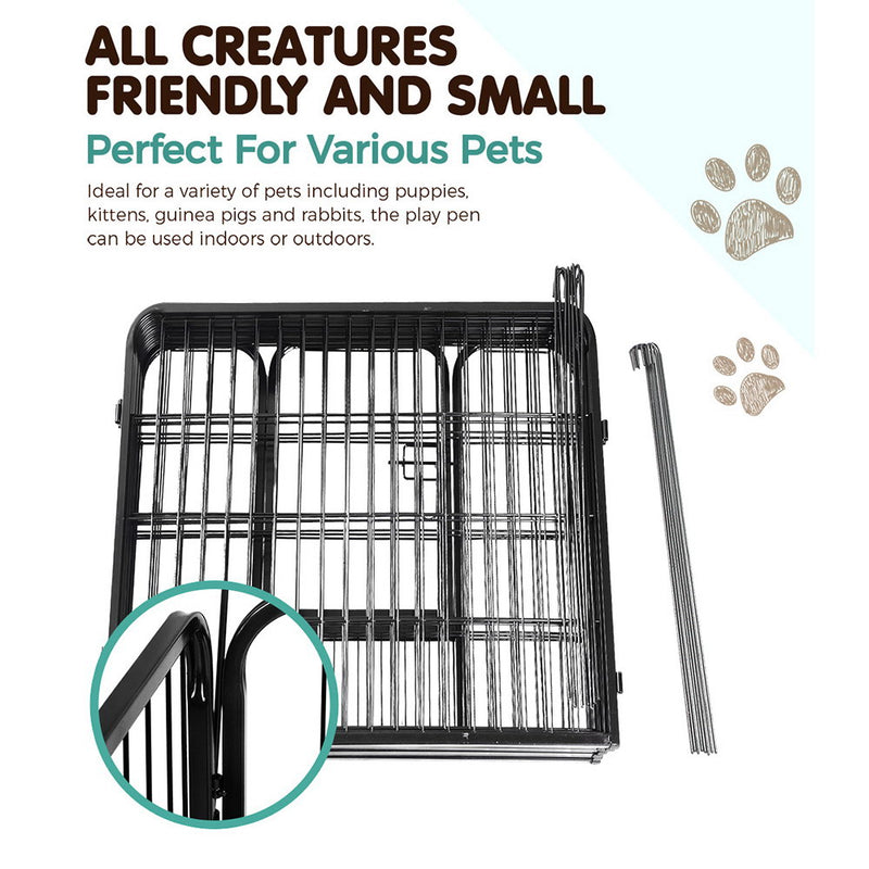 i.Pet 8 Panel Pet Dog  Puppy Exercise Cage Enclosure Fence Play Pen 80x80cm