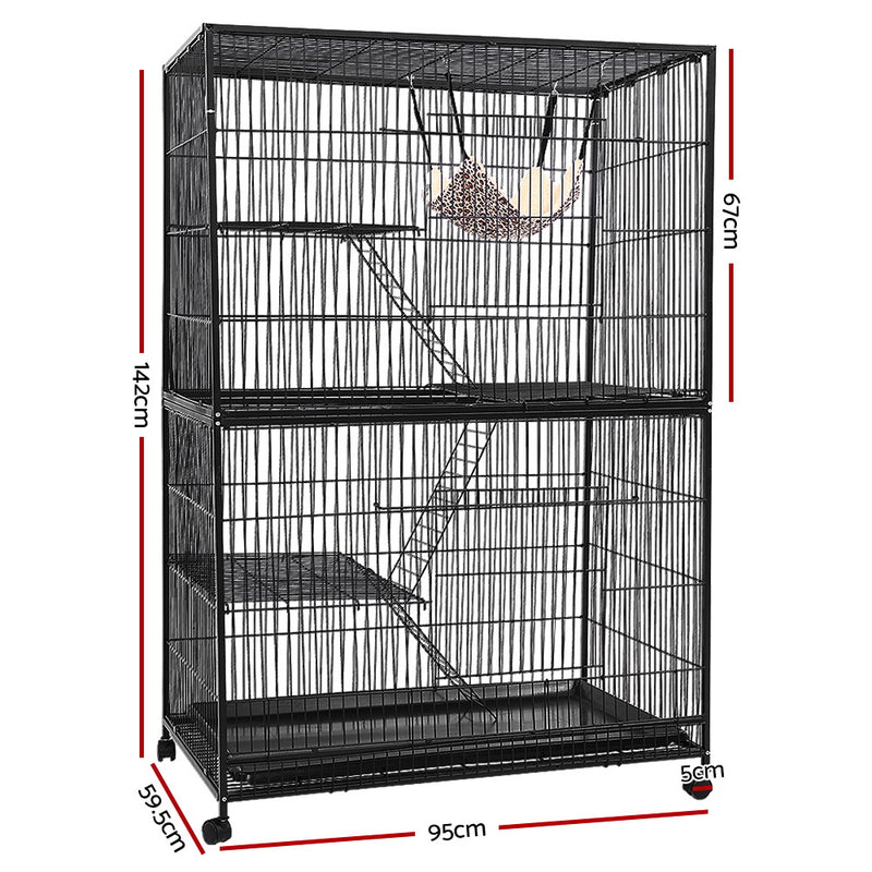 i.Pet 4 Level Rabbit Cage Bird Ferret Parrot Aviary Cat Hamster Castor 142cm