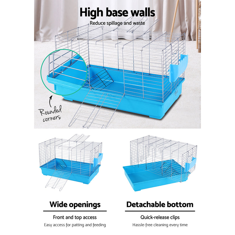 i.Pet Cage Hutch Cages Indoor Enclosure Carrier Bunny Blue